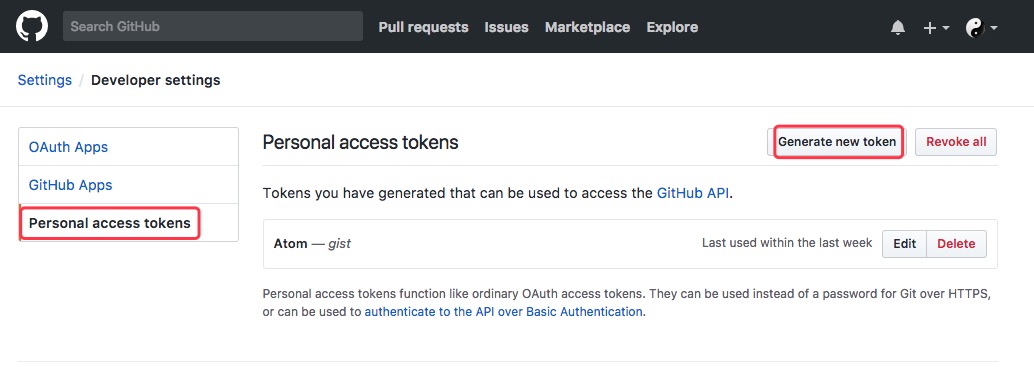 github personal access tokens